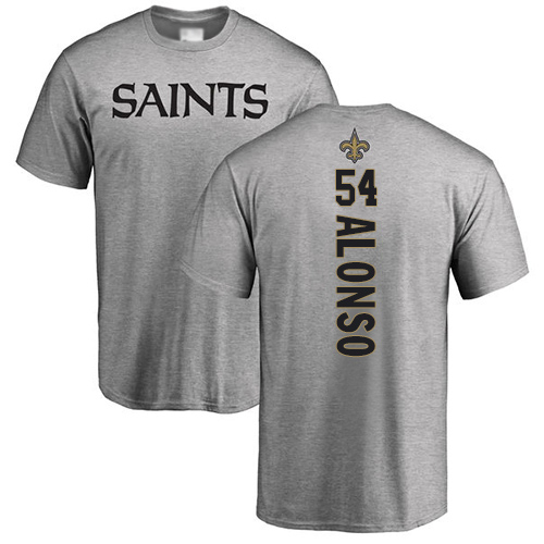 Men New Orleans Saints Ash Kiko Alonso Backer NFL Football #54 T Shirt->youth nfl jersey->Youth Jersey